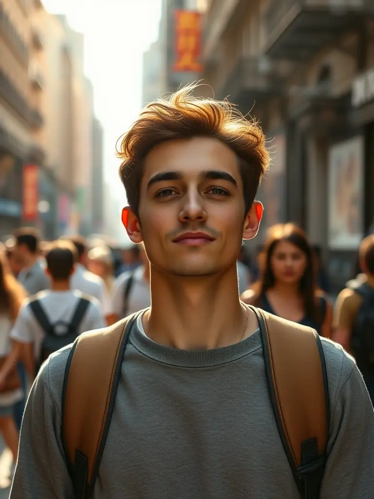 A person calmly navigating a busy street, symbolizing the ability to manage anxiety triggers effectively with hypnotherapy.