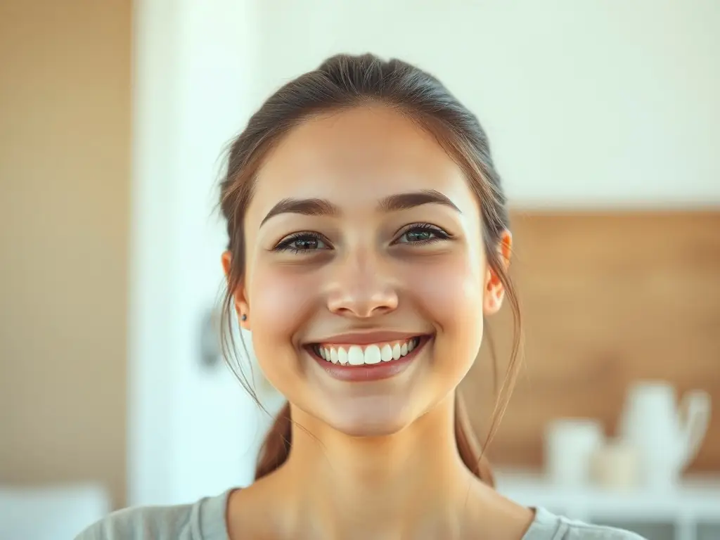 A close-up image of a smiling person, conveying a sense of emotional well-being and reduced stress through hypnotherapy. The background is blurred to focus on the person's expression.